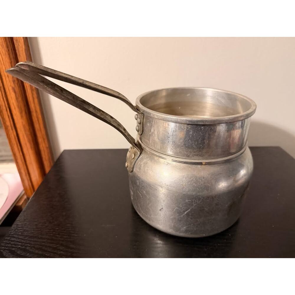 Vintage Wear-Ever Aluminum Double Boiler No. 2431 Years 1/2 Pan Set Made in USA